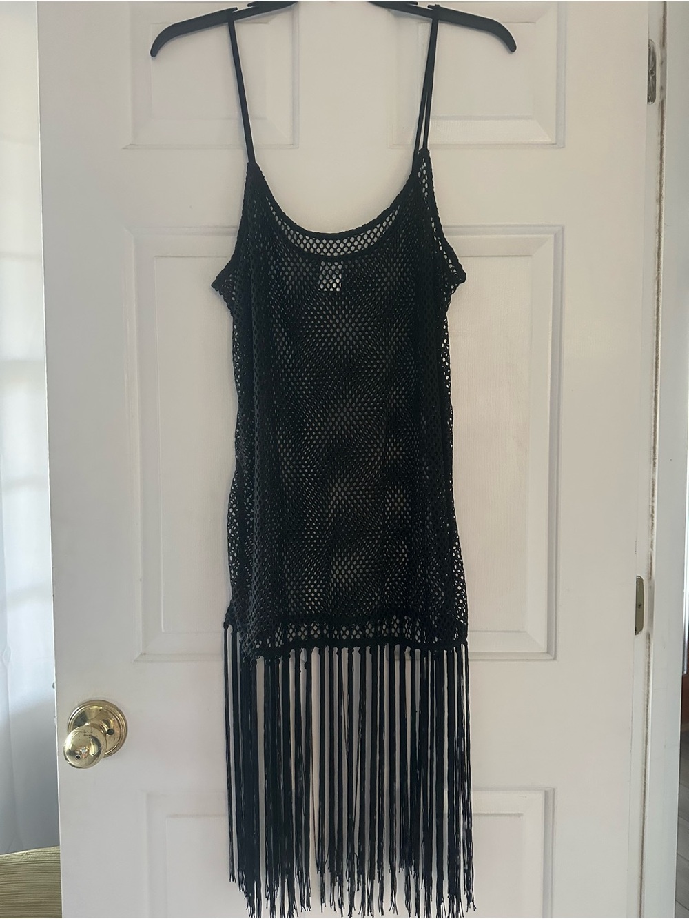 wild fable Black Mesh Fringe Swim Cover-Up